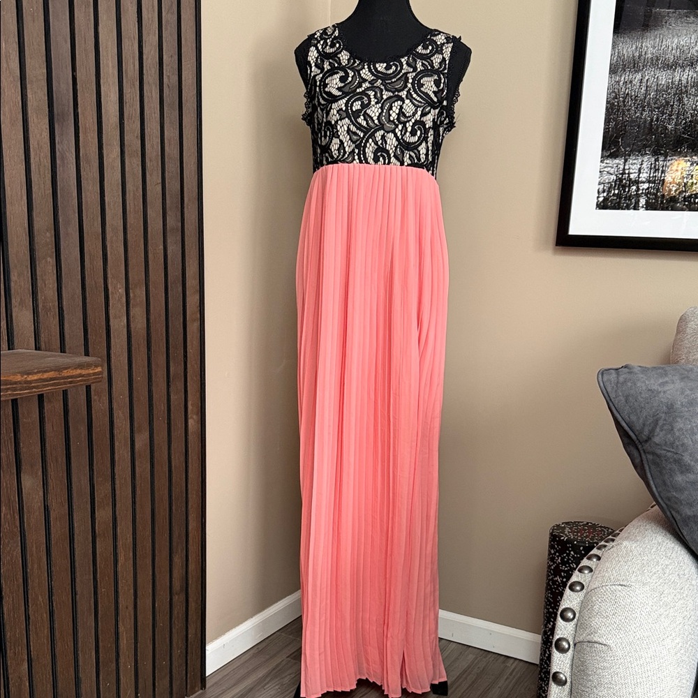 Pinkblush Black Lace and Pink Maxi Dress